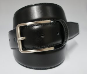 Cinturón de vestir con pespunte de piel negro
