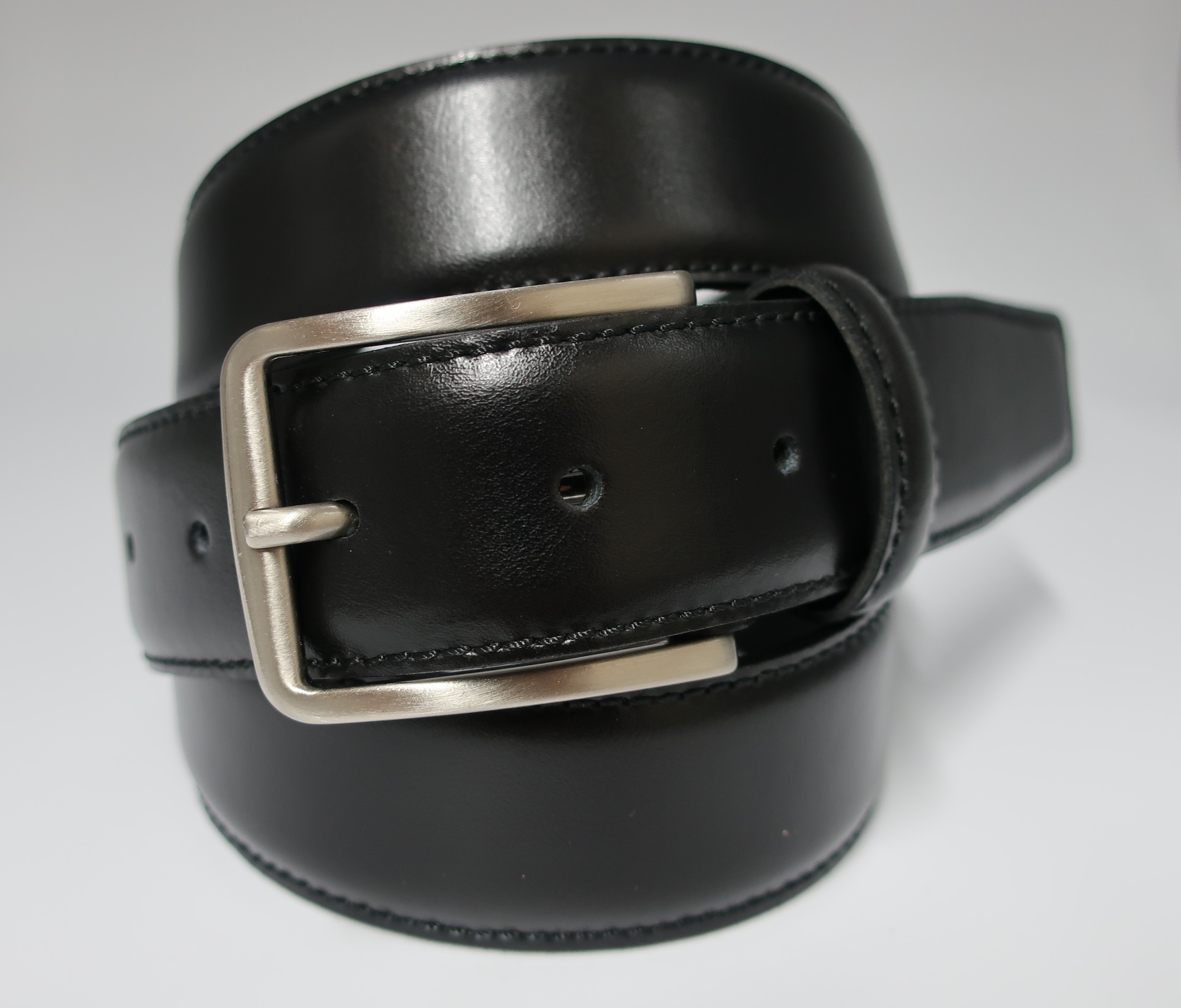Cinturón de vestir con pespunte de piel negro